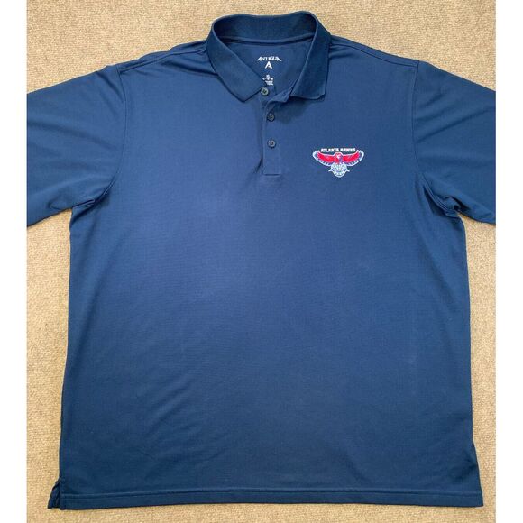 Antigua Atlanta Hawks Knit Polo Shirt Mens XL Short-Sleeve Golf Performance - Picture 1 of 6